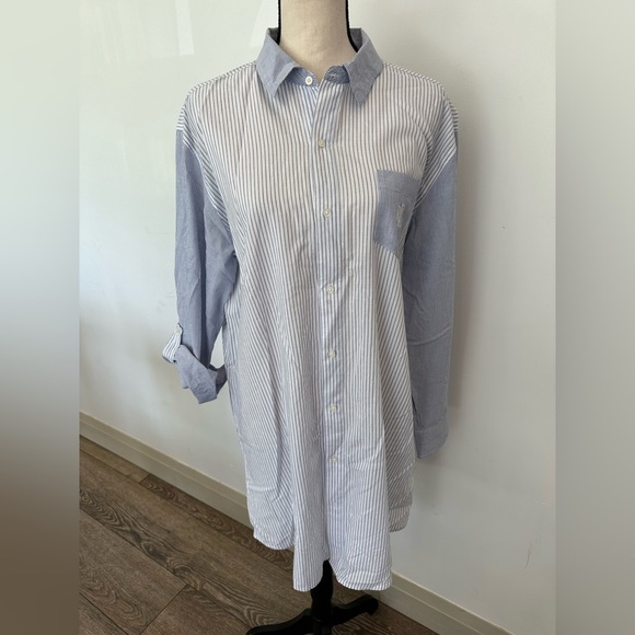 Lauren Ralph Lauren Dresses & Skirts - RLL Lauren Ralph Lauren Shirt Dress SZ L Blue Striped Logo EUC button  Cotton